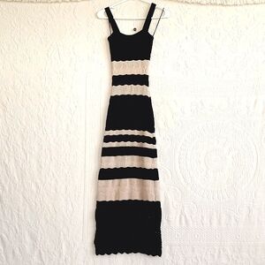 Evereve Black and Cream Striped Maxi Dress